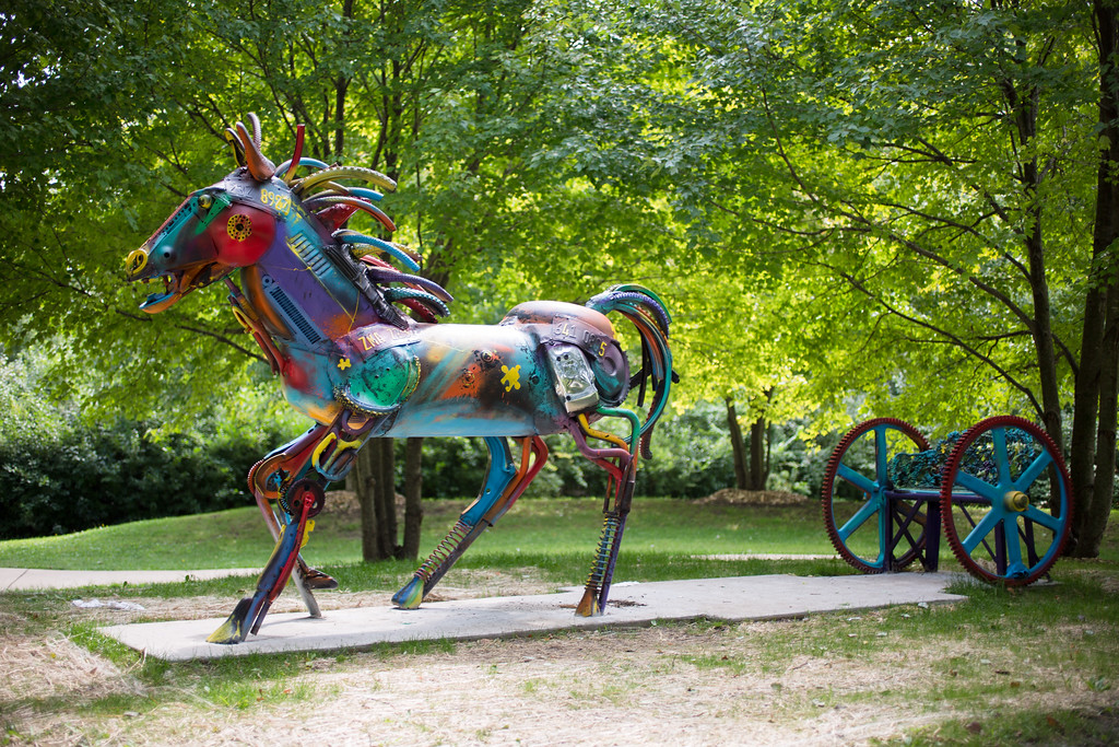 Horse and carriage sculpture from Art Along the Way series