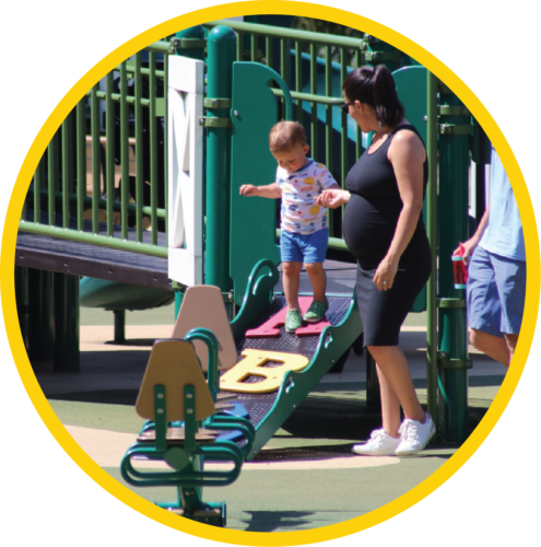 Mother with her son at the playground