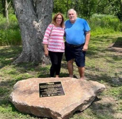 Foundation Members Gary and Wendy Crocus visiting the Sensory Garden Playground.
